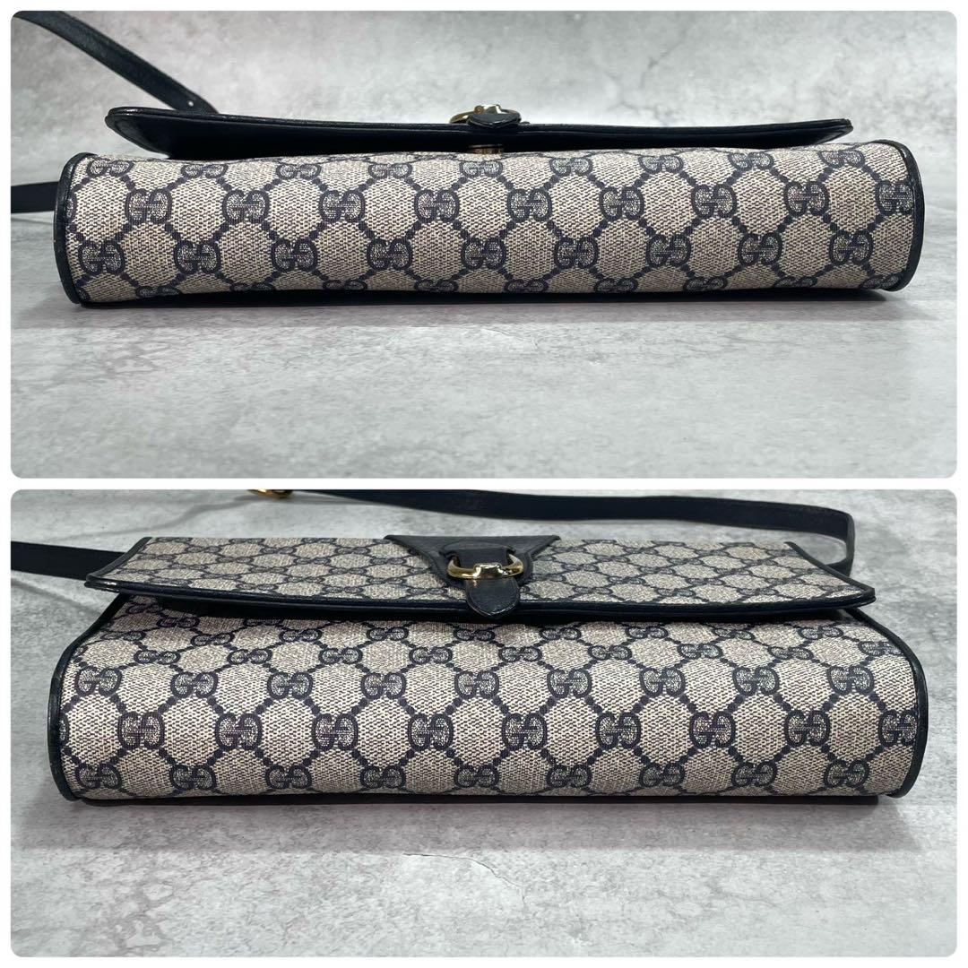 Gucci GG Shoulder Bag Navy Beige Logo Leather — view 9