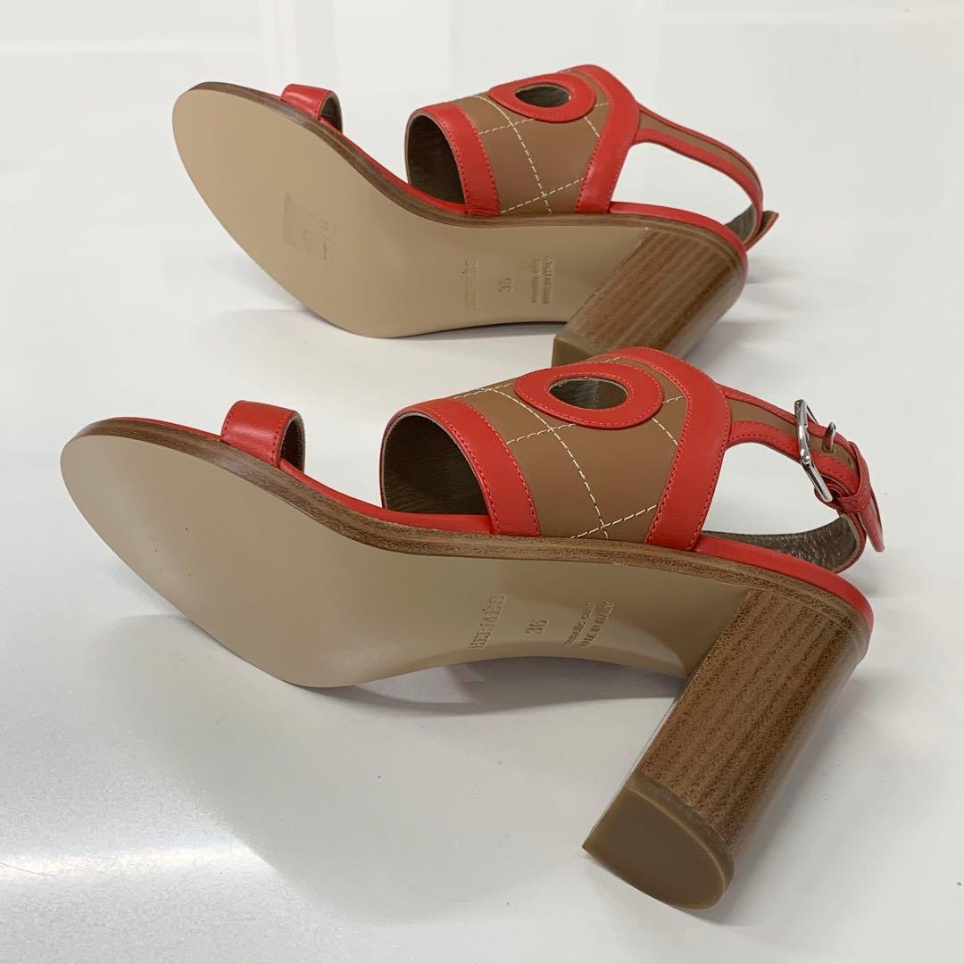 Hermes Blinkers Leather Strap Sandals Red Brown