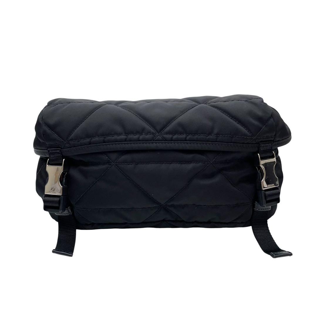 Prada Nylon Leather Padded Quilted Shoulder Bag Black — view 2