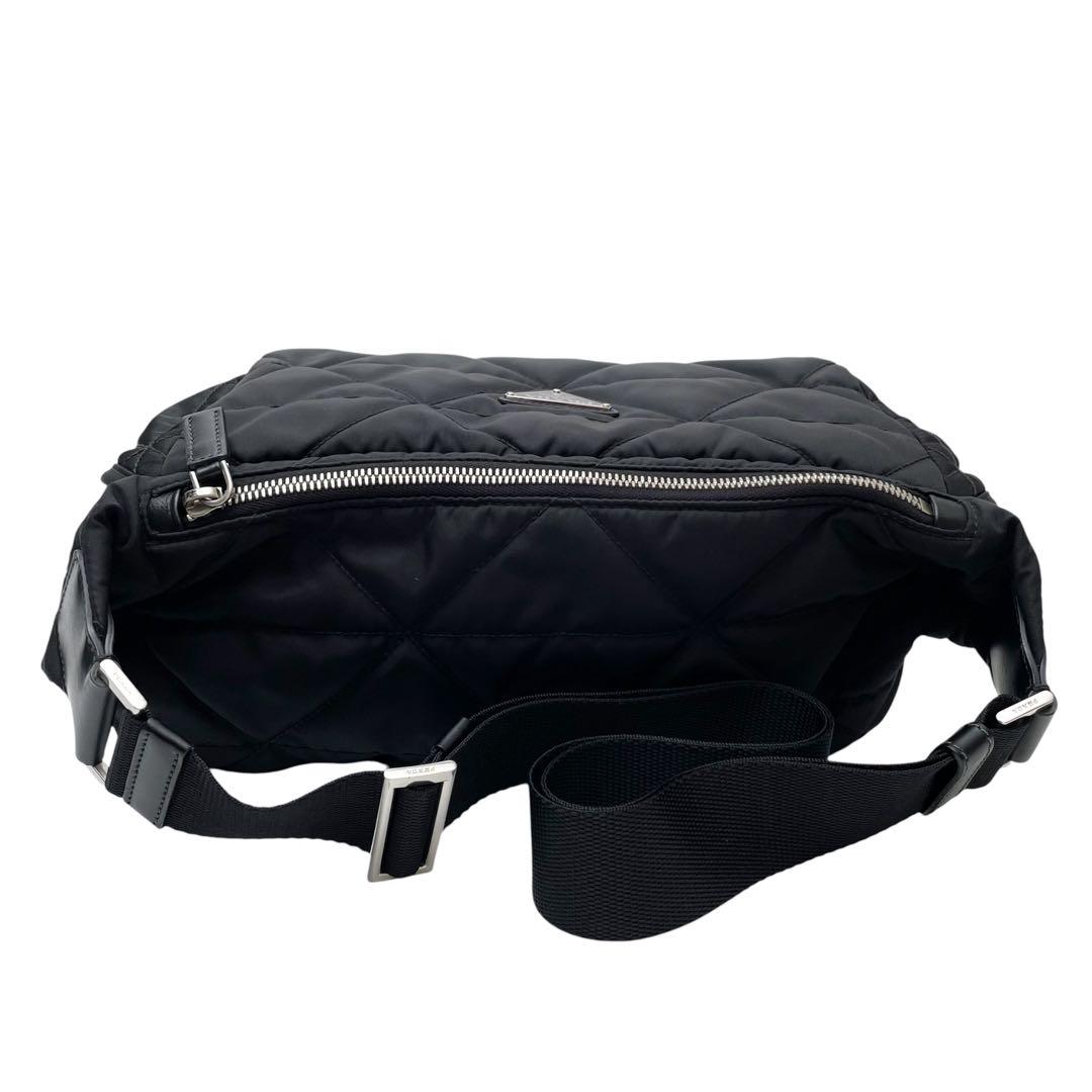 Prada Nylon Leather Padded Quilted Shoulder Bag Black — view 3