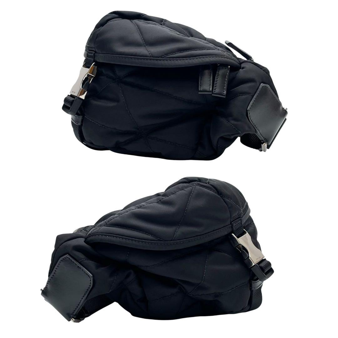 Prada Nylon Leather Padded Quilted Shoulder Bag Black — view 5