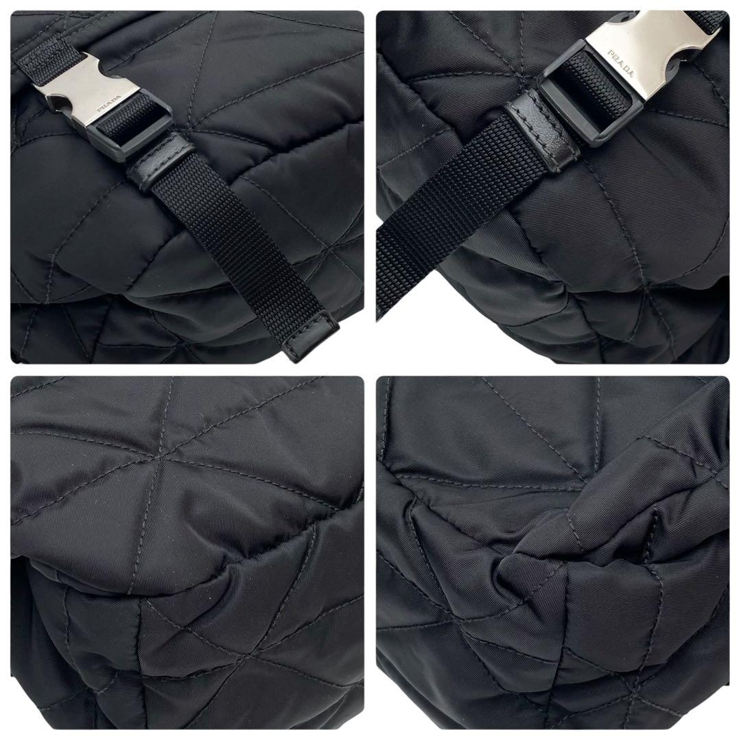 Prada Nylon Leather Padded Quilted Shoulder Bag Black — view 7