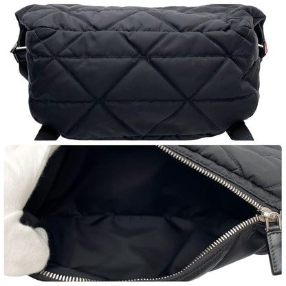 Prada Nylon Leather Padded Quilted Shoulder Bag Black — view 8