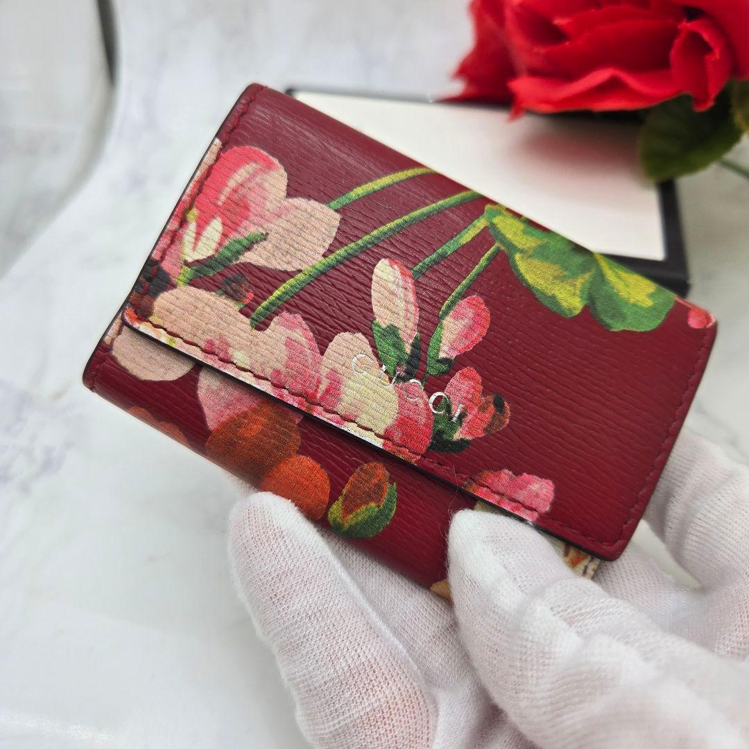 Gucci Key Case 6 Rows Blue Musu Flower Red Key Holder — view 3