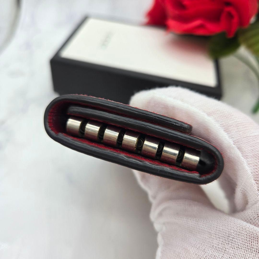 Gucci Key Case 6 Rows Blue Musu Flower Red Key Holder — view 9