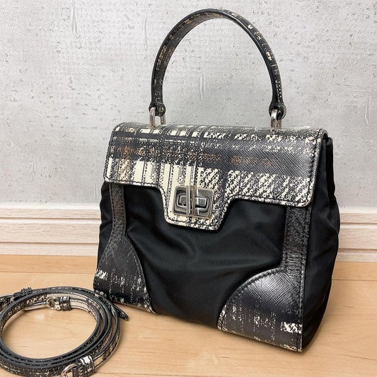 Prada Saffiano Tessuto 2-Way Shoulder Bag Black