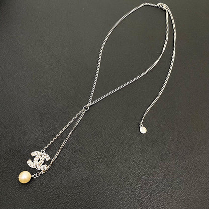 Chanel CC Logo Necklace 17A Pearl Rhinestone Icon — view 4