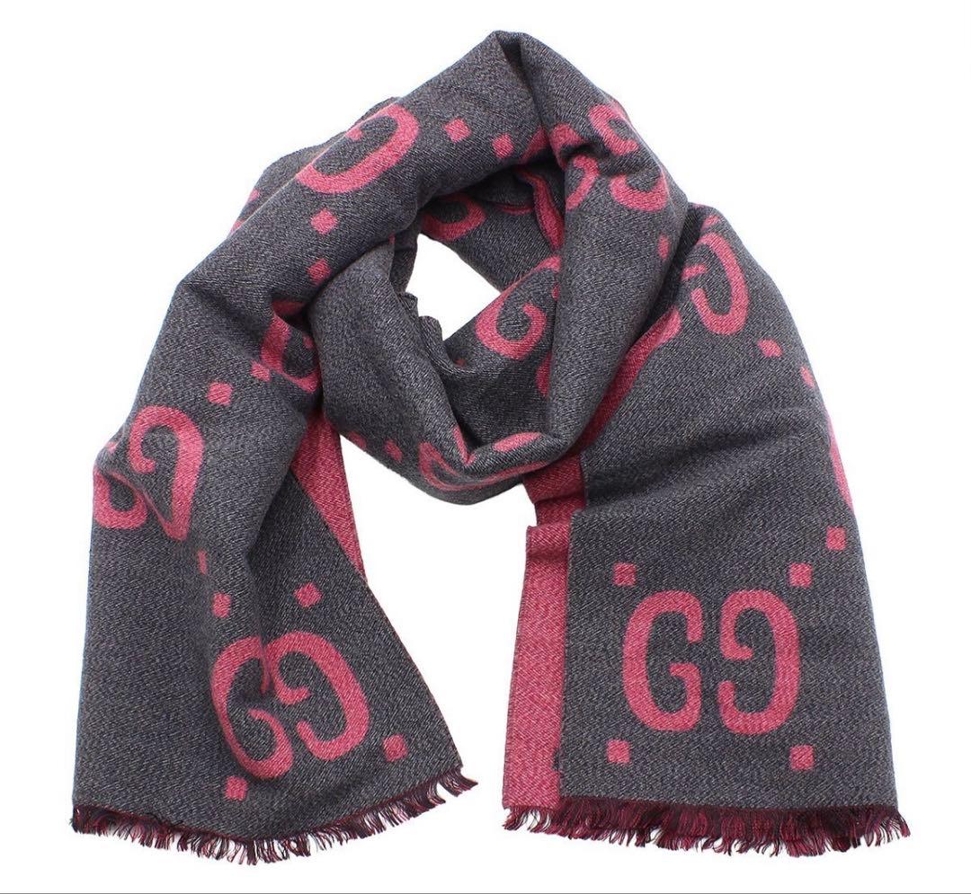 Gucci GG Jacquard Wool Silk Scarf Shawl — view 2