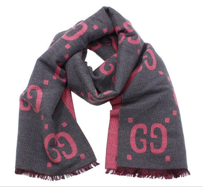 Gucci GG Jacquard Wool Silk Scarf Shawl — view 2