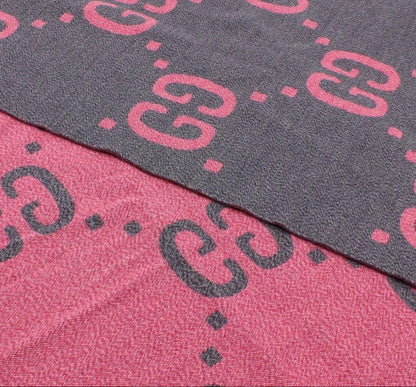 Gucci GG Jacquard Wool Silk Scarf Shawl — view 3