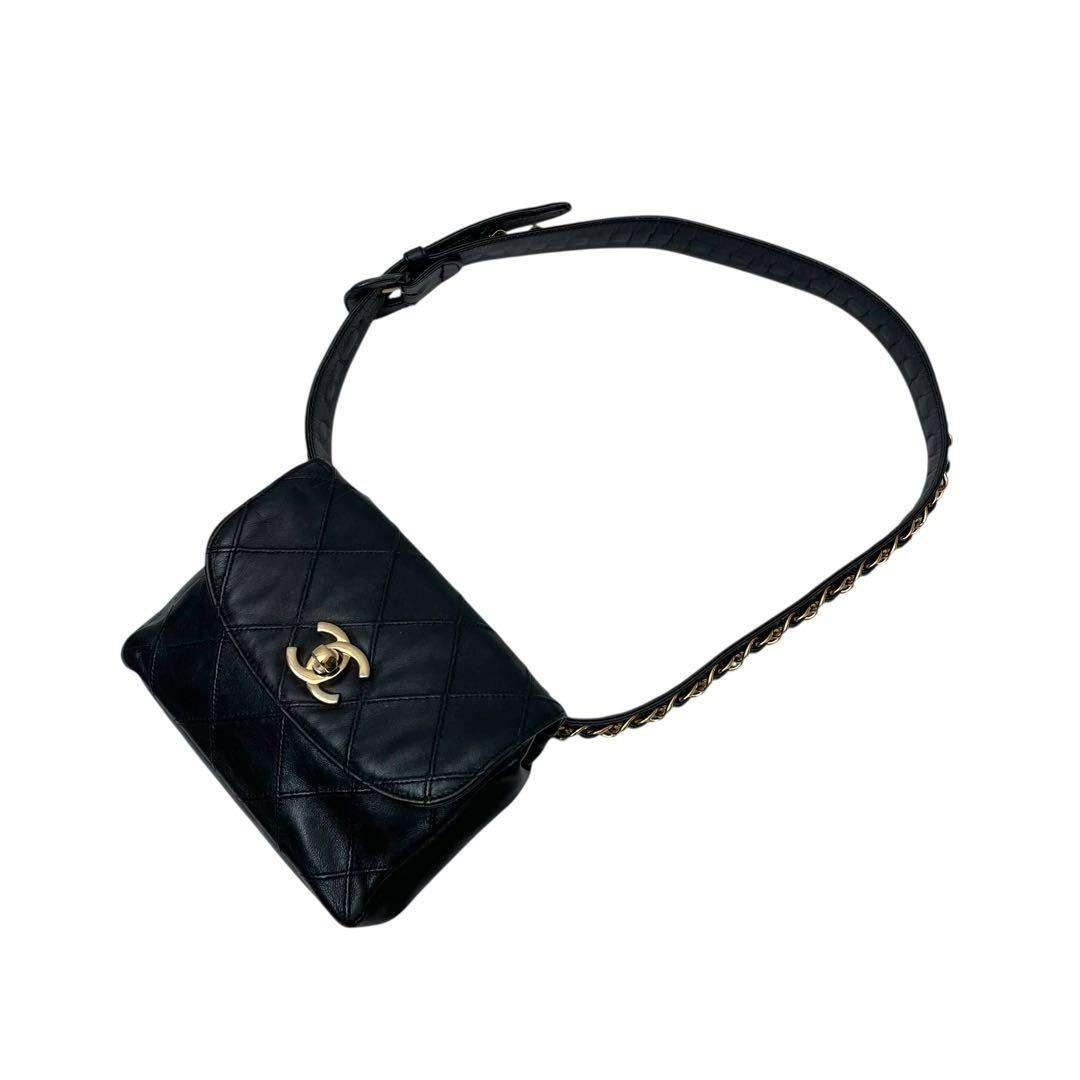 Chanel Bicolor Quilted Waist Bag Pouch CC Logo Black — view 4