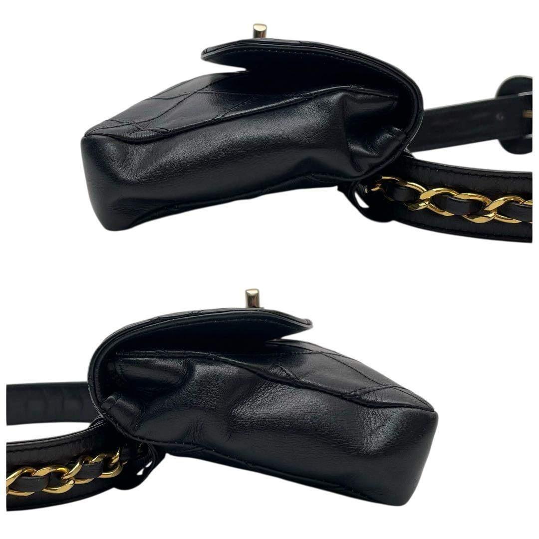 Chanel Bicolor Quilted Waist Bag Pouch CC Logo Black — view 5