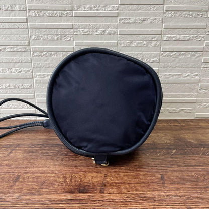 Celine Nylon Leather Shoulder Bag Drawstring Gold