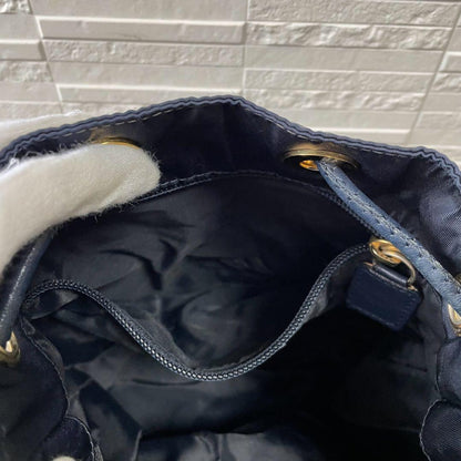Celine Nylon Leather Shoulder Bag Drawstring Gold