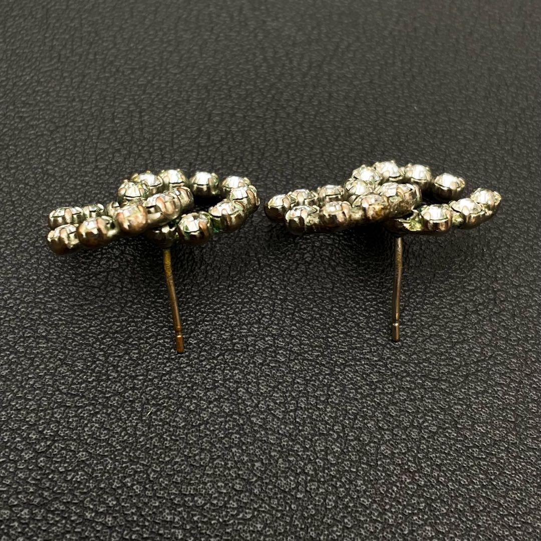 Chanel CC Logo Earrings 00A Rhinestone Icon Silver — view 6