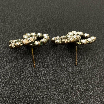Chanel CC Logo Earrings 00A Rhinestone Icon Silver — view 6