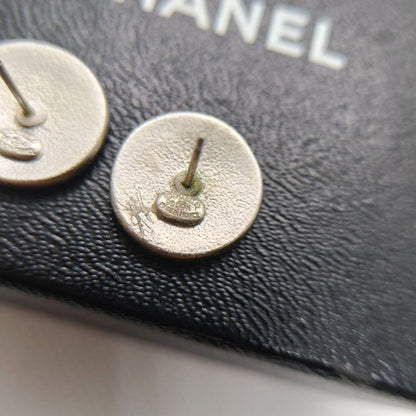 Chanel Earrings With Storage Box Round Earrings Silver