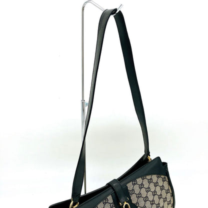 Gucci One Shoulder Bag Navy GG Canvas Gold Hardware