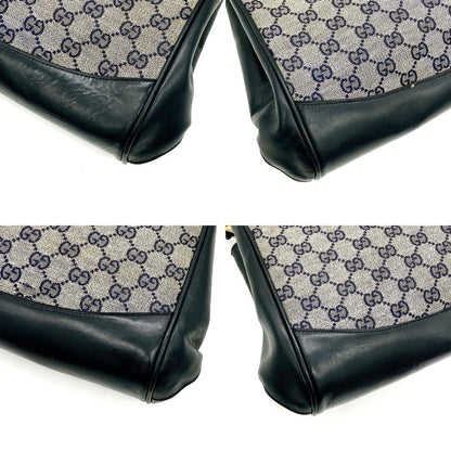 Gucci One Shoulder Bag Navy GG Canvas Gold Hardware