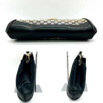 Gucci One Shoulder Bag Navy GG Canvas Gold Hardware