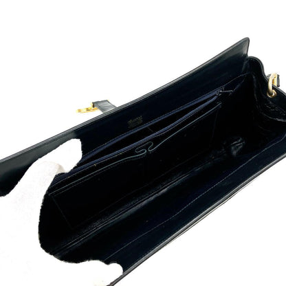 Gucci One Shoulder Bag Navy GG Canvas Gold Hardware