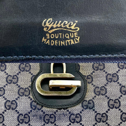 Gucci One Shoulder Bag Navy GG Canvas Gold Hardware