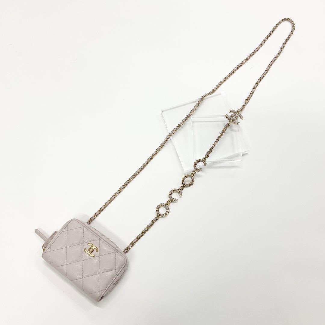 Chanel Caviar Leather CC Logo Mini Quilted Chain — view 5