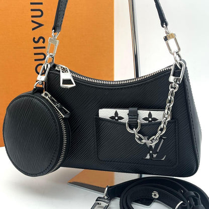 Louis Vuitton Epi Marais Lini Shoulder Bag Pouch Black