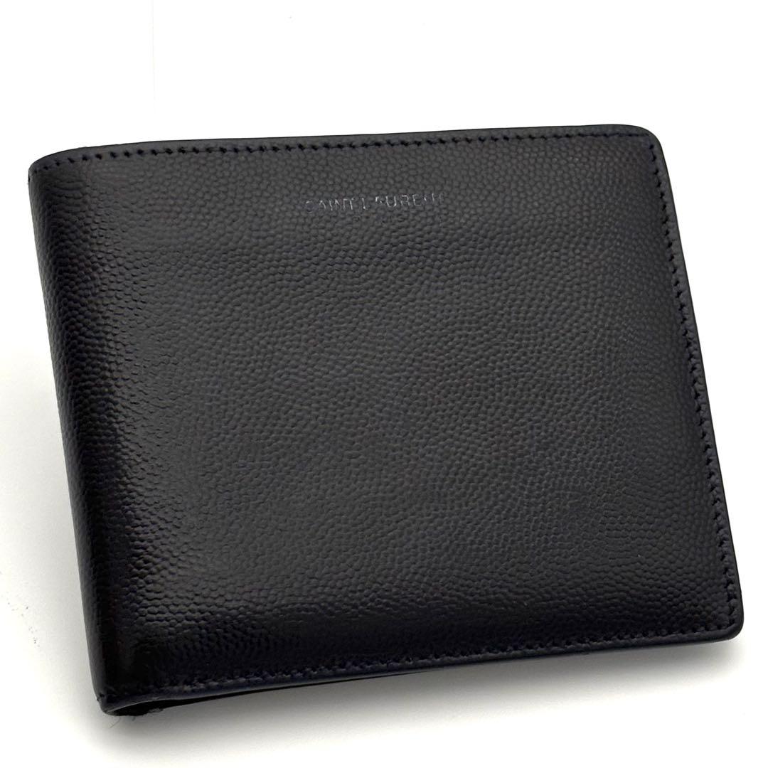 Saint Laurent Fold Wallet Bifold Leather Dark Navy Blue