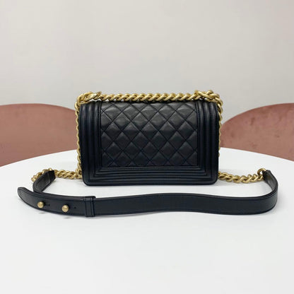 Chanel Boy 20 Quilted Lambskin Chain Shoulder Bag — view 3