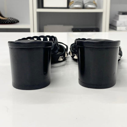 Hermes Aggaccio Leather Chaine D'ancre Studs Sandals Black — view 5