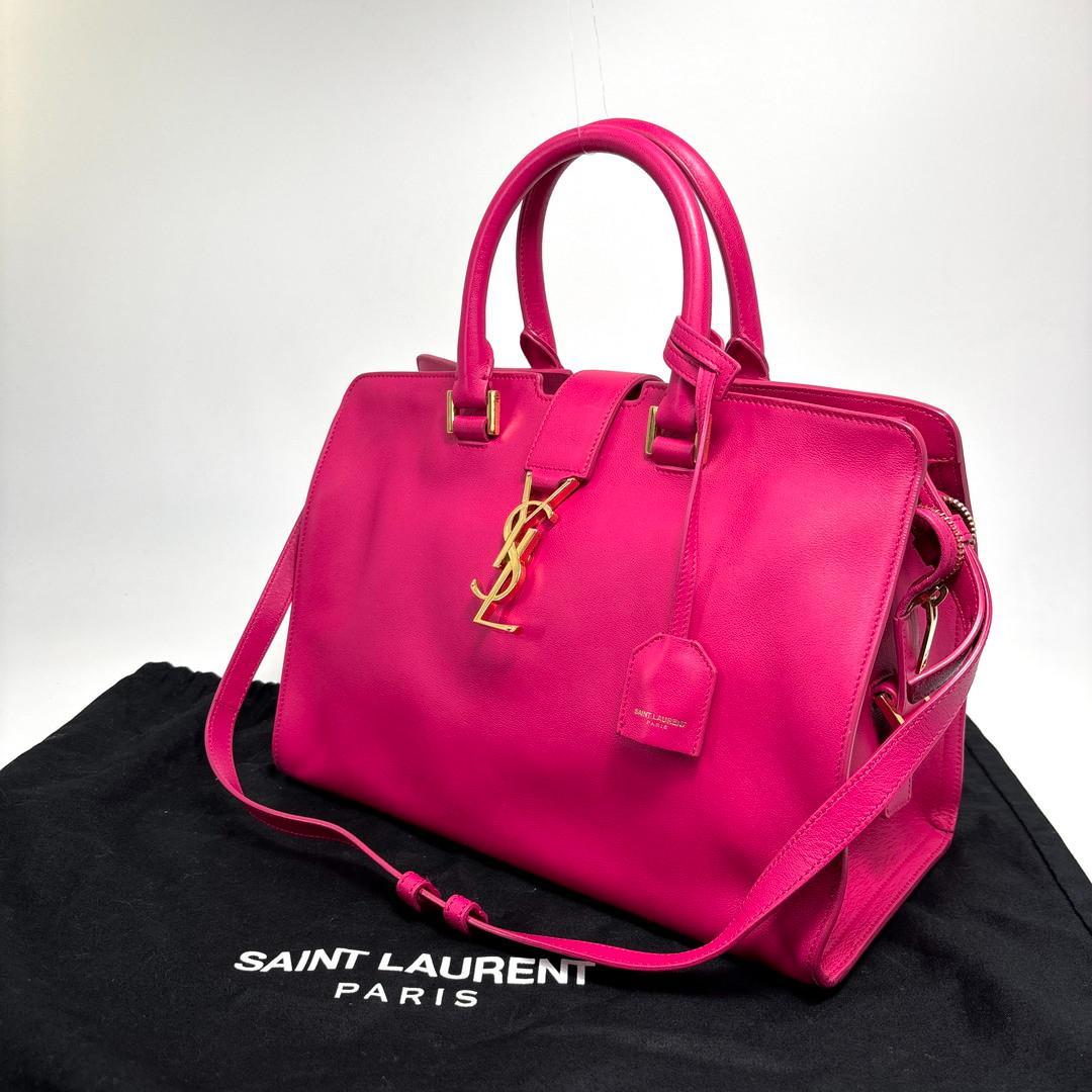 Saint Laurent Paris Cabas Handbag Shopping Pink — view 2