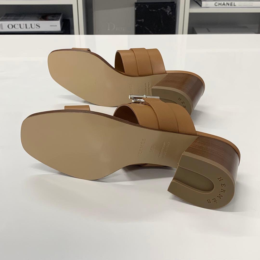 Hermes Leather Sandals Brown — view 7