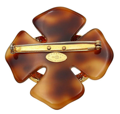 Chanel Coco Mark Tortoiseshell Cross Brooch 94P