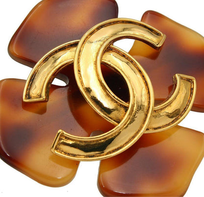Chanel Coco Mark Tortoiseshell Cross Brooch 94P