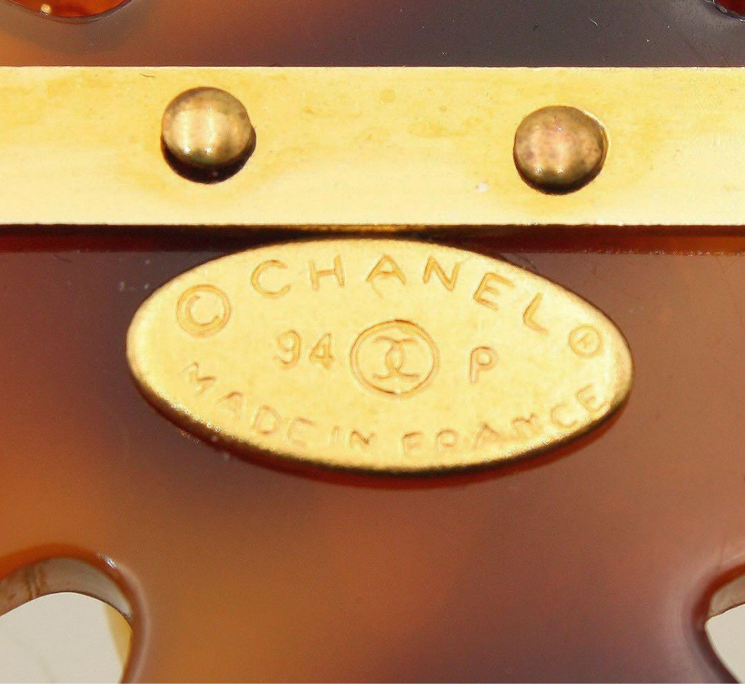 Chanel Coco Mark Tortoiseshell Cross Brooch 94P