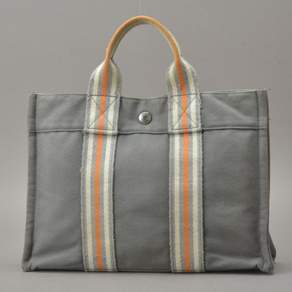 Hermes Ginza Store Limited Fourre Tout PM Handbag Canvas Gray Orange
