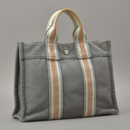 Hermes Ginza Store Limited Fourre Tout PM Handbag Canvas Gray Orange — view 2
