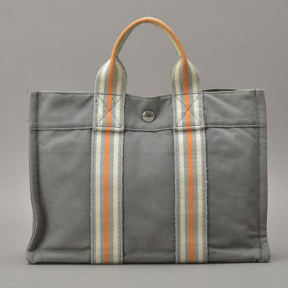 Hermes Ginza Store Limited Fourre Tout PM Handbag Canvas Gray Orange — view 3