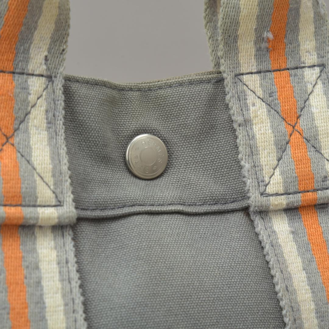 Hermes Ginza Store Limited Fourre Tout PM Handbag Canvas Gray Orange — view 6