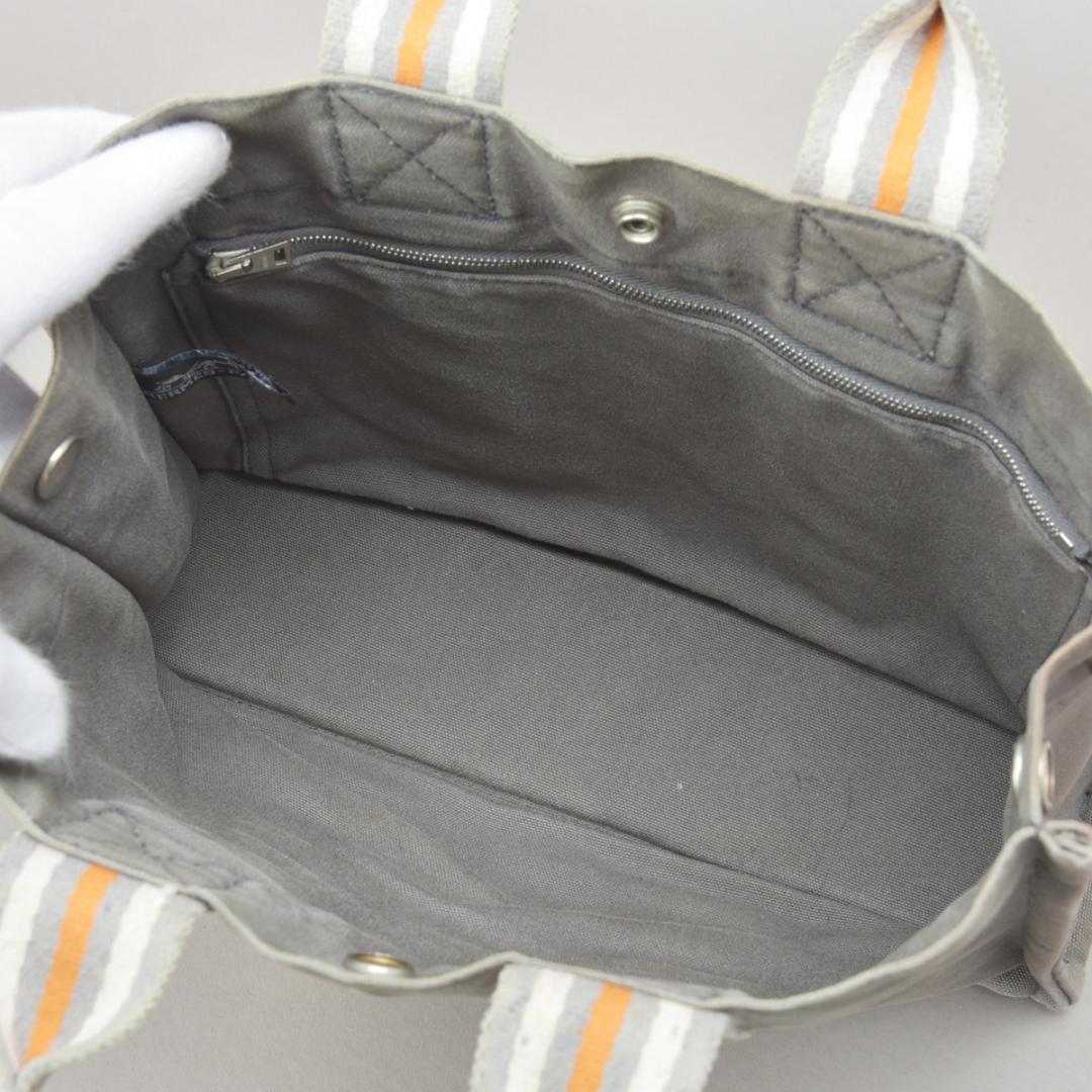 Hermes Ginza Store Limited Fourre Tout PM Handbag Canvas Gray Orange — view 8