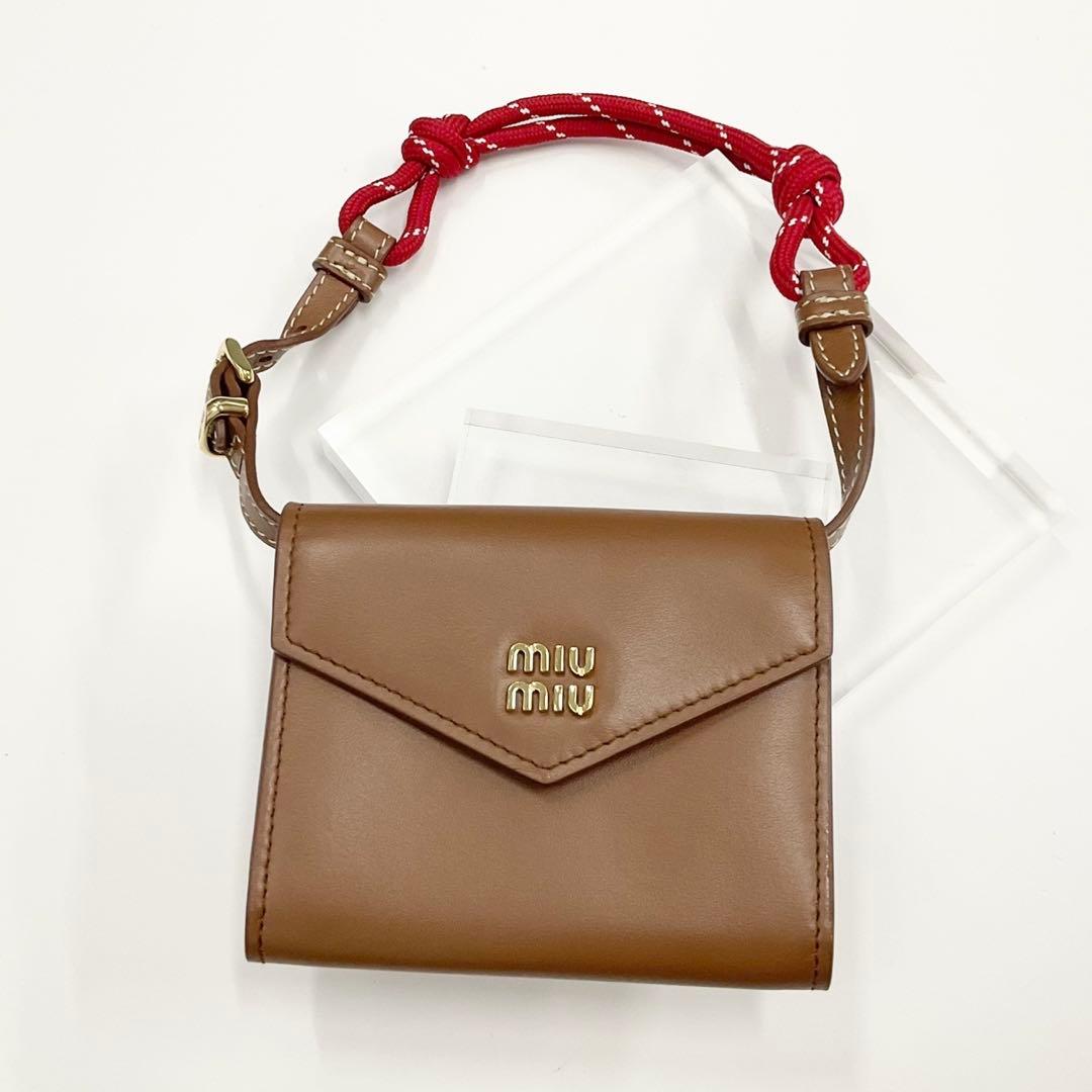 Miu Miu Leather Logo Compact Wallet Shoulder Card Case — view 2