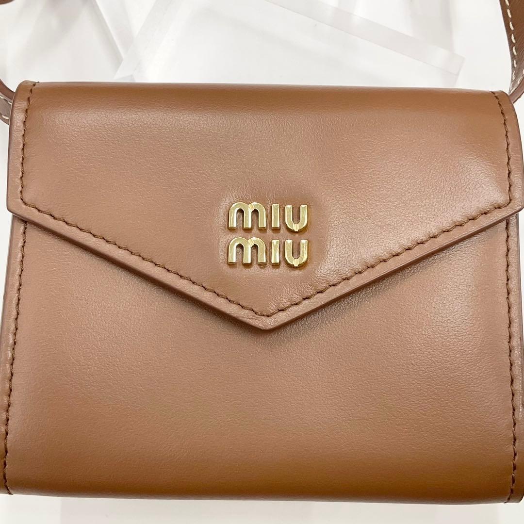 Miu Miu Leather Logo Compact Wallet Shoulder Card Case — view 4
