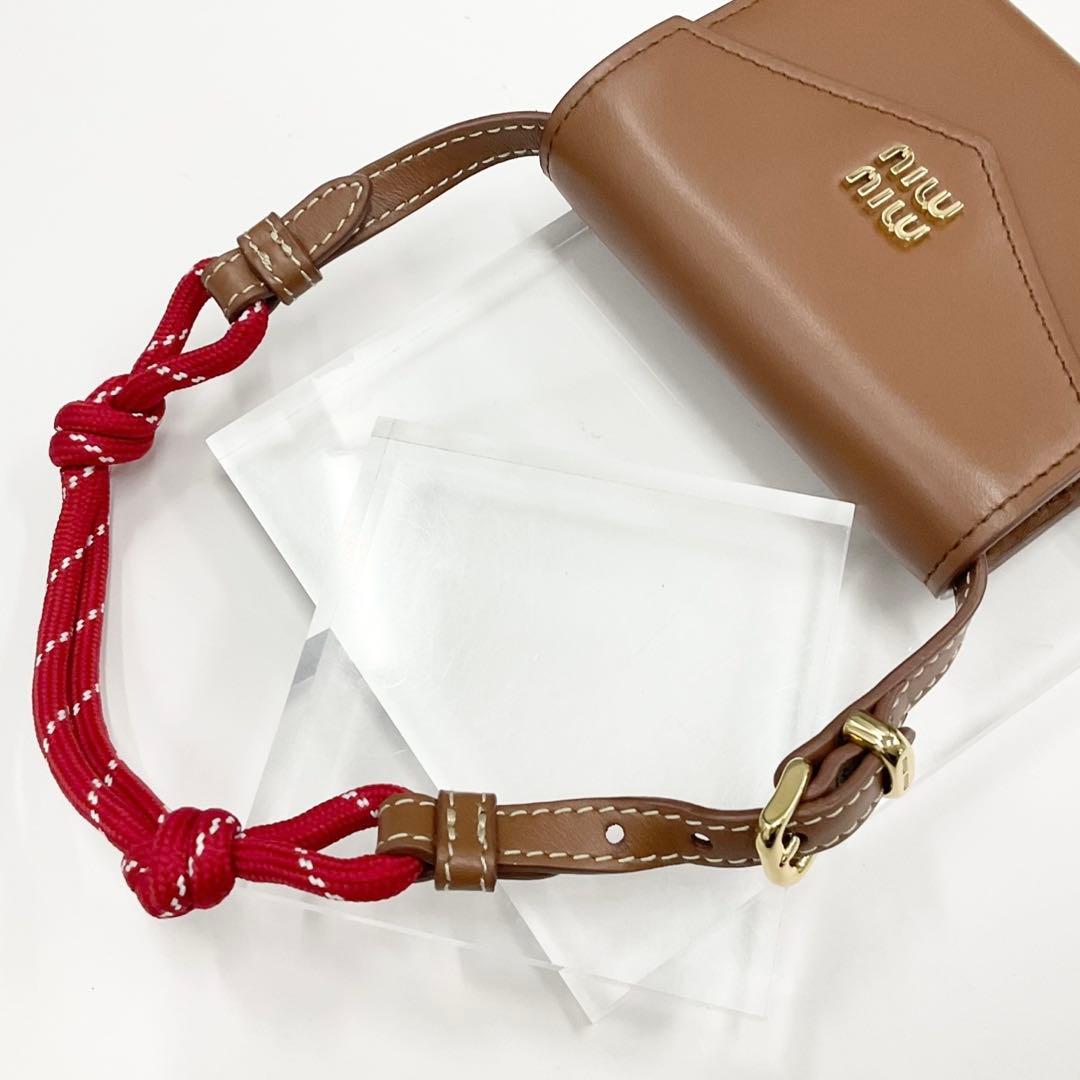 Miu Miu Leather Logo Compact Wallet Shoulder Card Case — view 5