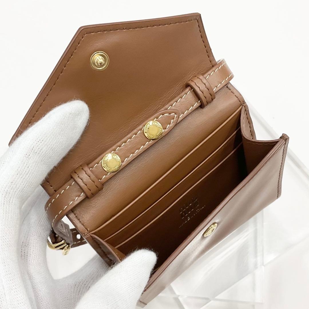 Miu Miu Leather Logo Compact Wallet Shoulder Card Case — view 7