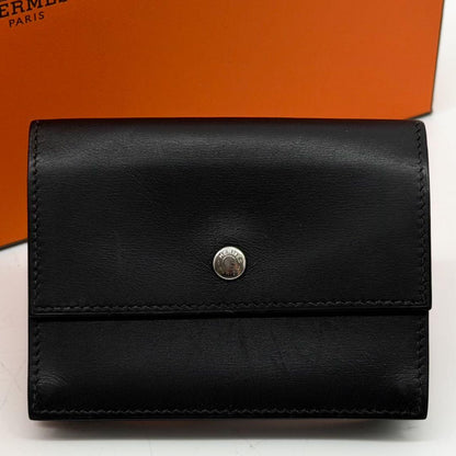 Hermes Sakura Card Case Black Box Calf Business — view 2