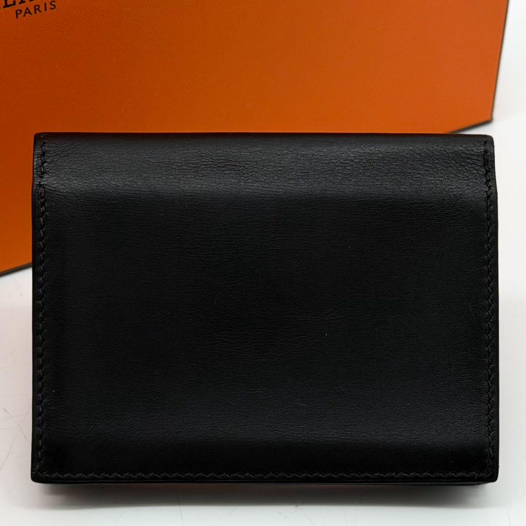 Hermes Sakura Card Case Black Box Calf Business — view 3