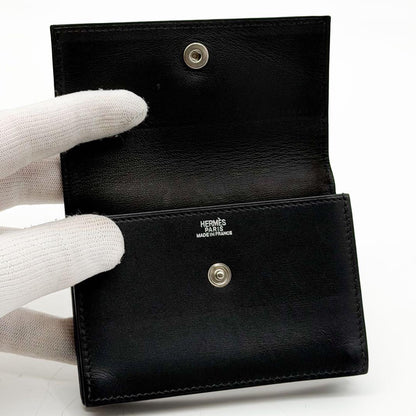 Hermes Sakura Card Case Black Box Calf Business — view 6