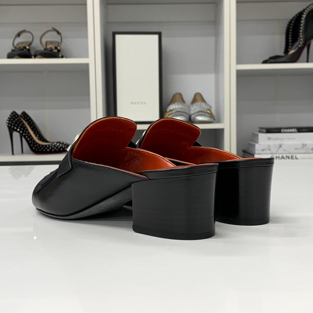 Hermes Alma Leather Constance Fringe Sandals Black — view 5