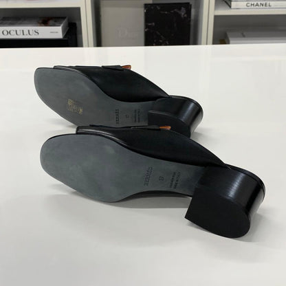 Hermes Alma Leather Constance Fringe Sandals Black — view 7